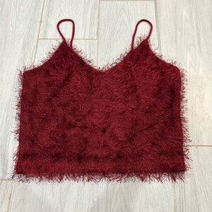 Fashion Nova Burgundy Fuzzy Camisole
